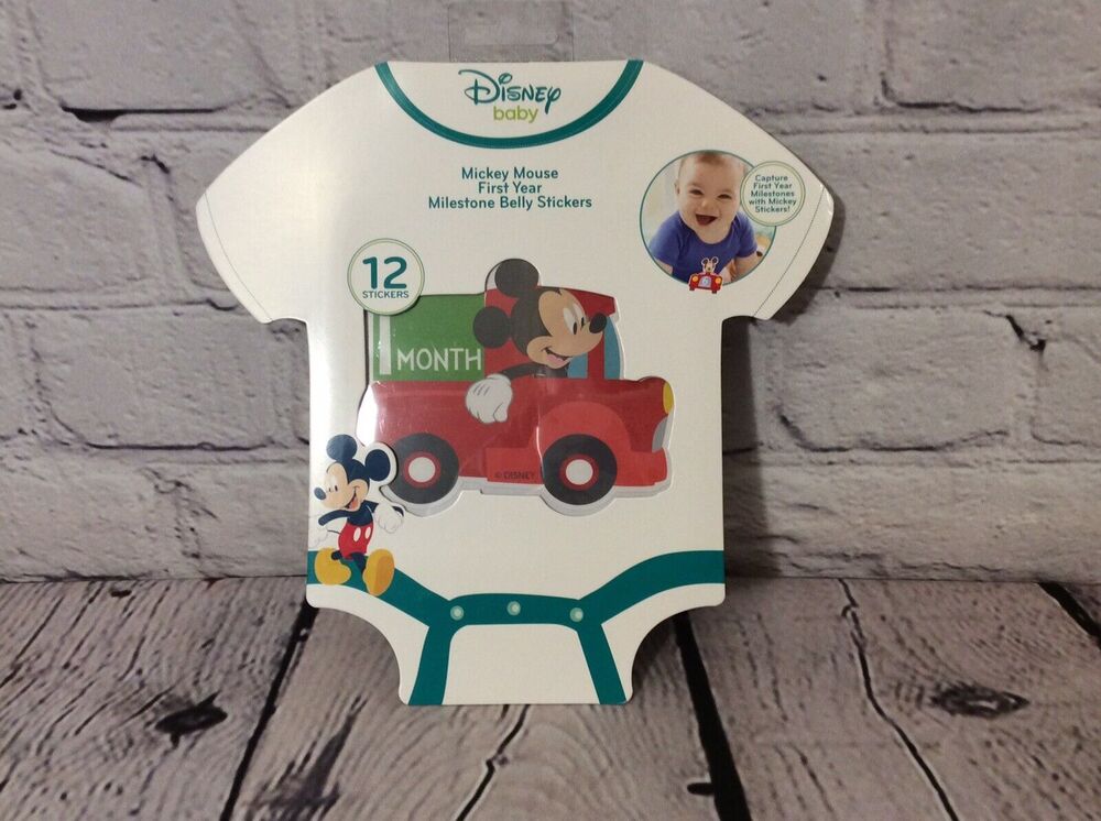 Disney Baby Boy Mickey Mouse Monthly Milestone Photo Prop Belly Stickers 12pcs